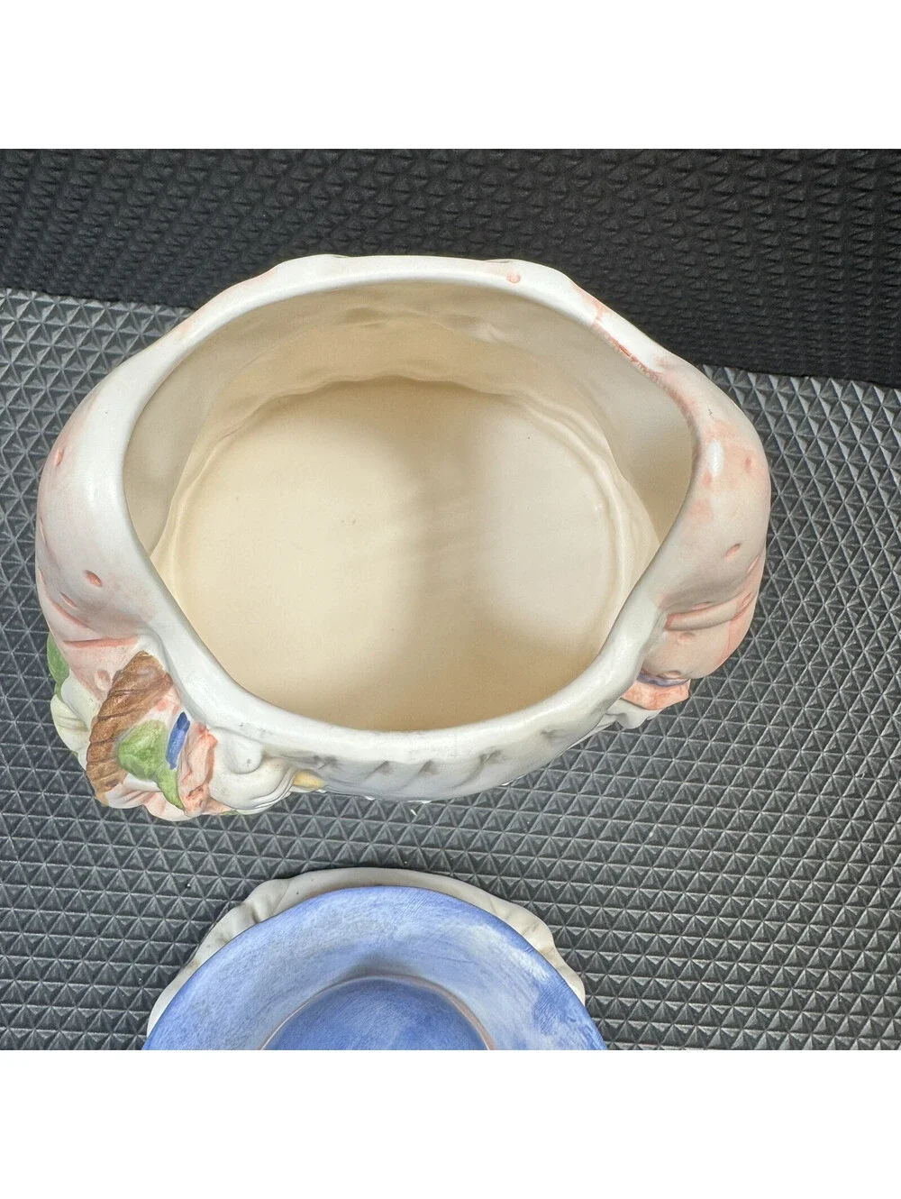 Takahashi Ceramic Bonnet Flower Maiden Girl Basket Cookie Jar 12” Vintage Japan